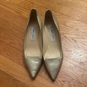 Jimmy Choo Metallic Gold Kitten Heels